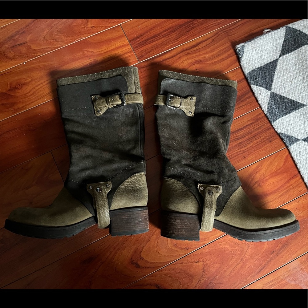 Vera Wang | Green Suede Moto Boot